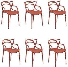 Kit 6 Cadeiras Decorativas Sala e Cozinha Feliti (PP) Laranja Telha G56 - Gran Belo