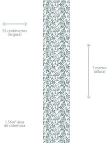 Papel de Parede Floral Verde e Branco 0.52m x 3.00m