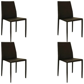 Kit 4 Cadeiras Decorativas Sala e Cozinha Karma PVC Marrom G56 - Gran Belo