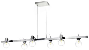 Pendente Retangular Lamp 120X22X20Cm Metal E Vidro 6 X G9 Globo Ø8Cm |... (CHAMPANHE, AMBAR)