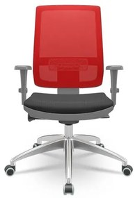 Cadeira Brizza Diretor Grafite Tela Vermelho Assento Aero Preto com Autocompensador e Base em Alumínio  - 65743 Sun House