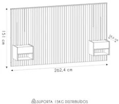 Cabeceira Casal e Queen Mesa Lateral Belinda C14 Cedro/Off White - Mpo