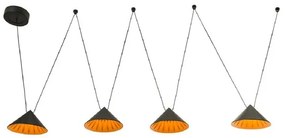 Pendente Led Metal Preto Laranja 48w 3000k Yamamura