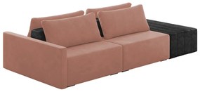 Sofá Ilha 2 Lugares Living 252cm Modulado Sala Lary Veludo/PU Pto K01 - D'Rossi - Rose