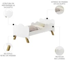 Mini Cama Infantil 148x68cm Proteção Lateral Vivi Branca Z53 - Mpozena