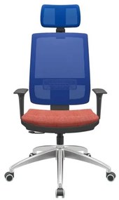 Cadeira Office Brizza Tela Azul Com Encosto Assento Concept Rose RelaxPlax Base Aluminio 126cm - 63560 Sun House