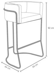 Banqueta Decorativa Base Aço Preto Betina C-03 Sintético Cinza Escuro