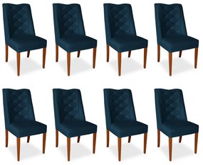 Kit 8 Cadeiras de Jantar Micheli Suede Azul Marinho