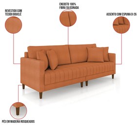 Sofá 2 Lugares Living 156cm Pés Madeira Cléo Bouclê Terra K01 - D'Rossi