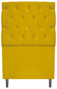 Kit Cabeceira e Calçadeira Liverpool 90 cm Solteiro Suede Amarelo - ADJ Decor