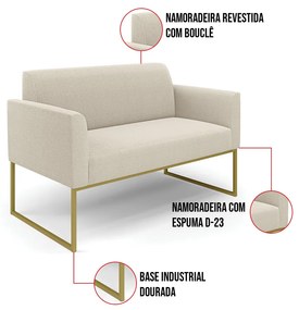 Namoradeira e 2 Poltronas Industrial Dourado Marisa Bouclê D03 - D'Rossi - Bege