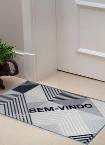 Capacho Bem-Vindo Estampado Corttex Cinza