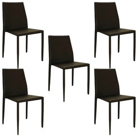 Kit 5 Cadeiras Decorativas Sala e Cozinha Karma PVC Marrom G56 - Gran Belo