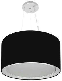 Lustre Pendente Cilíndrico Duplo Md-4299 Cúpula em Tecido 45x30cm Preto - Bivolt