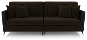 Sofá Living Decorativo Zagreb 3 Lugares 262cm com Almofadas Pés de Ferro Veludo/PU Marrom/Preto G33 - Gran Belo