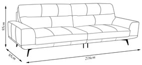 Sofá Decorativo Ashton 3 Lugares Sala de estar 216cm Pés em Aço Couro Conhaque G88 - Gran Belo