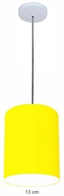 Luminária Pendente Vivare Free Lux Md-4104 Cúpula em Tecido - Amarelo - Canopla branca e fio transparente