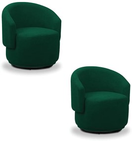 Poltrona Decorativa Orgânica Giratória Kit 2 Névoa Bouclê Verde E03 - D'Rossi