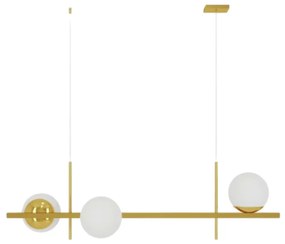 Pendente Marble Retângular 80X26Cm Alumínio E Globo Ø12Cm Fosco 3Xg9 -... (DOURADO BRILHO, FOSCO)