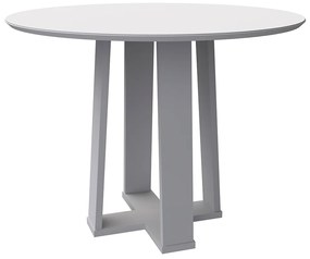 Mesa de Jantar Redonda Tampo com Vidro Lara 120 cm Off White - D'Rossi