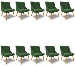 Kit 10 Cadeiras Estofadas para Sala de Jantar Pés Palito Lia Suede Ver