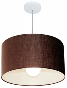 Lustre Pendente Cilíndrico Md-4069 Cúpula em Tecido 50x30cm Café - Bivolt