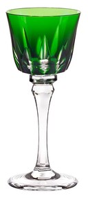 Taça de Cristal Lapidado Artesanal para Licor - Verde Escuro  Verde Escuro