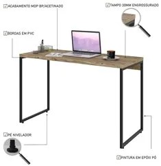 Mesa de Escritório Escrivaninha 120cm Dynamica Industrial C08 Carvalho