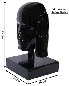 Escultura Decorativa Mascara Rosto Surdo Preto G07 - Gran Belo