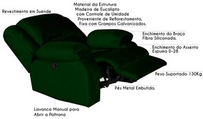 Poltrona do Papai Reclinável Manual Magnum Veludo Verde G23 - Gran Belo