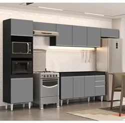 Armário de Cozinha Modulada 5 Peças CP13 Balcão Preto/Cinza - Lumil