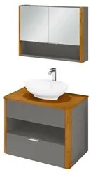 Gabinete de Banheiro com Espelho Torino B02 Titanium/Naturalle - Mpoze