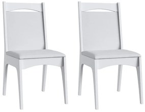 Conjunto 2 Cadeiras Mdf Estofada Travessa Tecido Corano- Branco