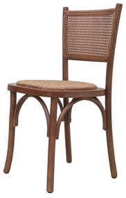 Cadeira Paris - Palha Encosto e Assento Tecido - Freijó - Palha Natural Sextavada