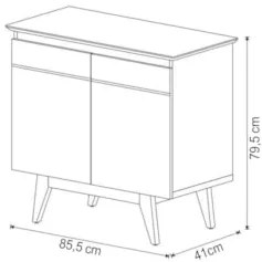 Balcão Buffet 2 Portas Classic Com Espelho Adnet HI01 Branco Acetinado