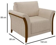 Kit 2 Poltronas Decorativas Sala de Estar 102cm Pés Madeira Roya M22 L