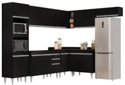 Armário de Cozinha Modulada de Canto 8 Peças CP01 Balcão Preto - Lumil