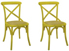 Kit 2 Cadeiras Decorativas Sala De Jantar Cozinha Danna Rattan Natural Amarela G56 - Gran Belo