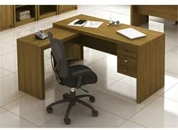 Mesa para Home Office com 03 Gavetas Amêndoa - Tecno Mobili