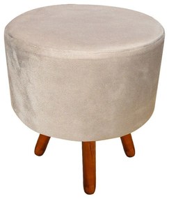 Puff Banqueta Decorativa Dora Redondo Suede Bege - D'Rossi