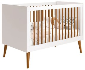 Berço Mini Cama Noah Wood Retrô - Branco Fosco