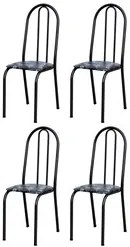 Kit 4 Cadeiras 050 América Cromo Preto/Florido - Artefamol