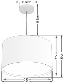 Lustre Pendente Cilíndrico Duplo Vivare Md-4293 Cúpula em Tecido 45x30cm - Bivolt