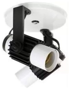 Kit-8 Spot B2 Simples Aletado Para 2x E27 Led Bulbo Branco C/ Preto - Bivolt