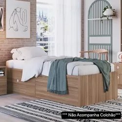 Cama de Solteiro 80cm Com 4 Portas Tókio A05 Montana - Mpozenato