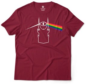 Camiseta Unissex Olho Sauron Prisma Cores Senhor dos Anéis - Vinho - M