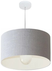 Lustre Pendente Cilíndrico Md-4205 Cúpula em Tecido 45x30cm Rustico Cinza - Bivolt