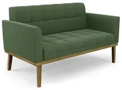 Sofá Namoradeira e 2 Poltronas Base Madeira Castanho Ana Suede Verde -