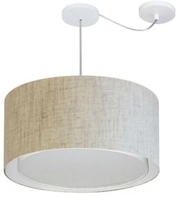 Lustre Pendente Cilíndrico Com Desvio de Centro Vivare Md-4314 Cúpula em Tecido 50x25cm - Bivolt