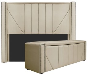Kit Cabeceira e Calçadeira Baú Casal Minsk P02 140 cm para cama Box Corano - ADJ Decor